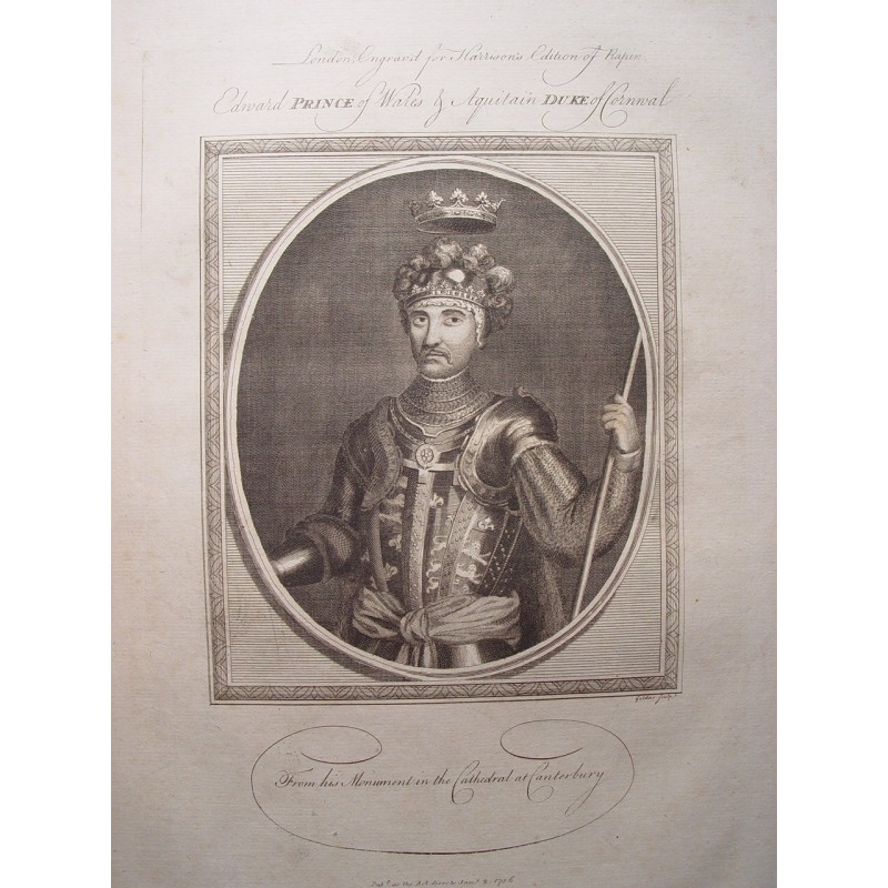 Édouard, prince de Galles et duc de Cornouailles d'Aquitaine. Gravure de John Goldar (Oxford, 1729–Londres, 1795).