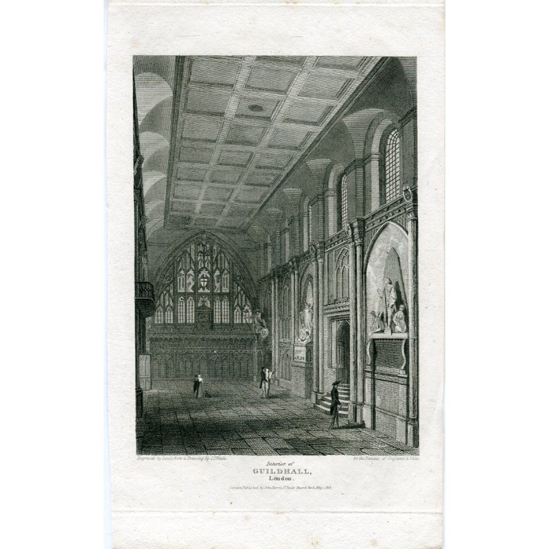 Interno di Guidhall inciso da Lewis da un disegno di JP Neale