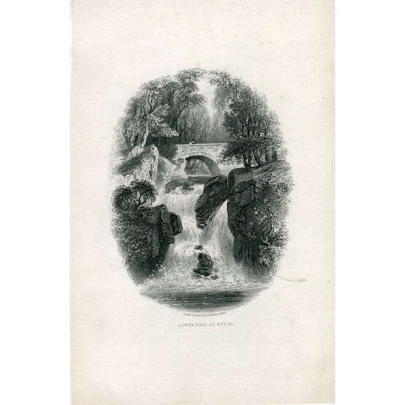 Lower Fall at Rydal engraving from a drawing by W. Banks