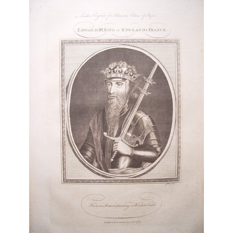 Edoardo III, re d'Inghilterra e di Francia. Incisione di John Goldar (Oxford, 1729 - Londra, 1795).