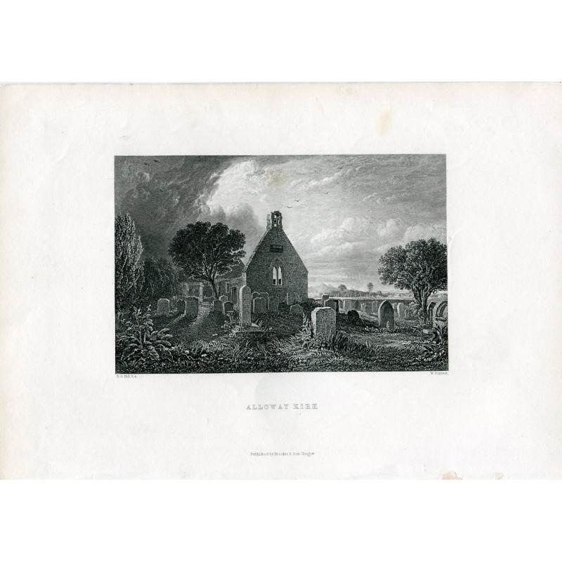 Alloway Kirk gravé par W. Forrest d'après un dessin de DO Hill