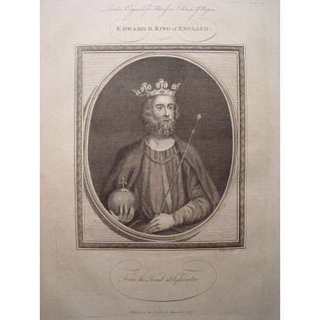 Edward II. King of England' Grabado por John Goldar (Oxford,1729-Londres,1795)