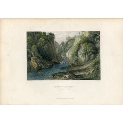 Szene auf dem Devon an der Rumbling Bridge, gestochen von W. Richardson