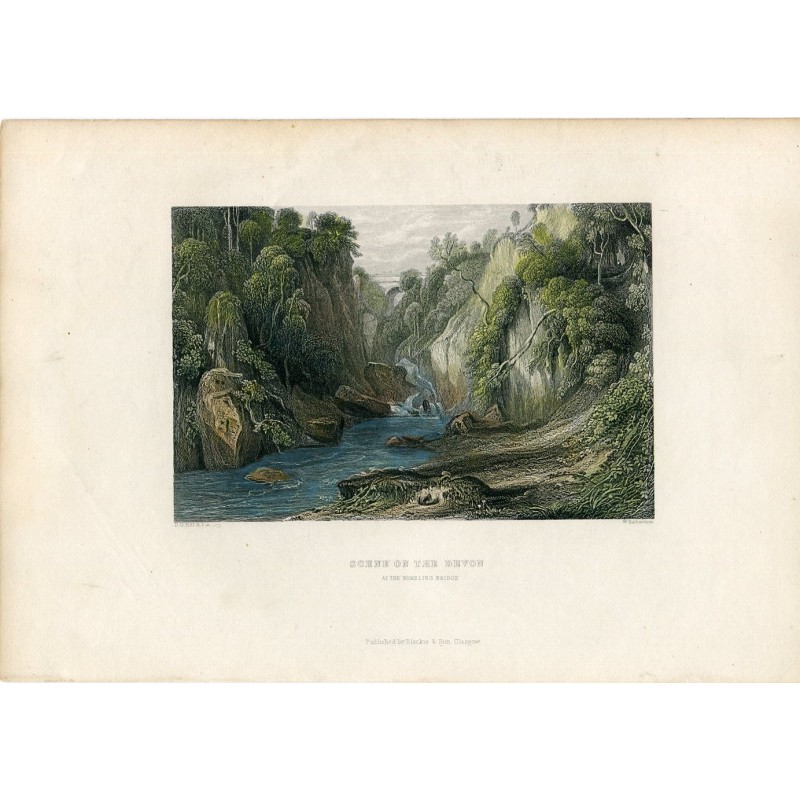 Scena sul Devon al ponte Rumbling incisa da W. Richardson
