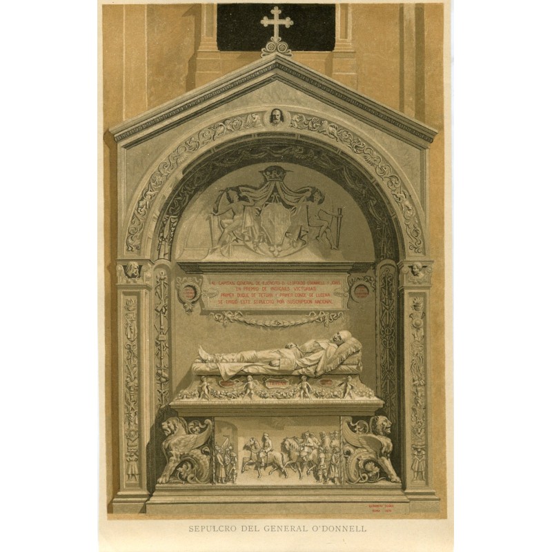 Tomba del generale O'Donnell, litografia di M. Pujadas