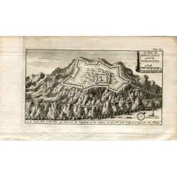 Die Festung Mont-Jouy vor Barcelona. Gestochen von Pieter van der Aa im Jahr 1707