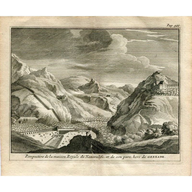 Perspective of the maison Royale de Xeneralife et son parc. Alvarez de Colmenar 1707.