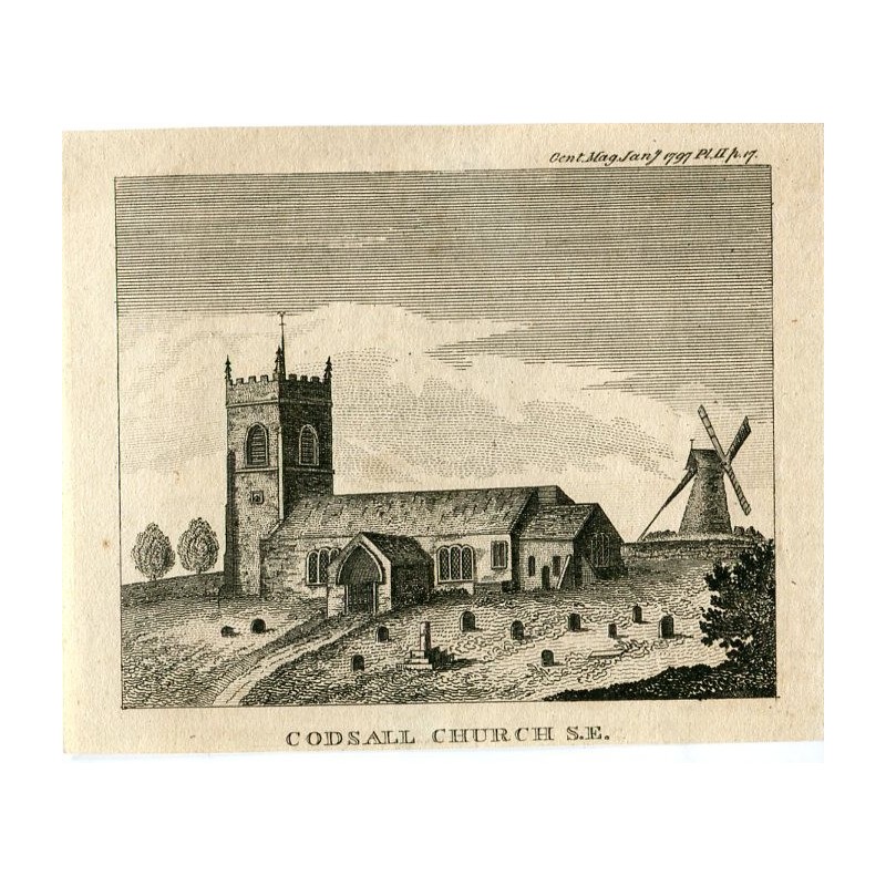 Incisione della chiesa di Codsall SE realizzata nel 1797