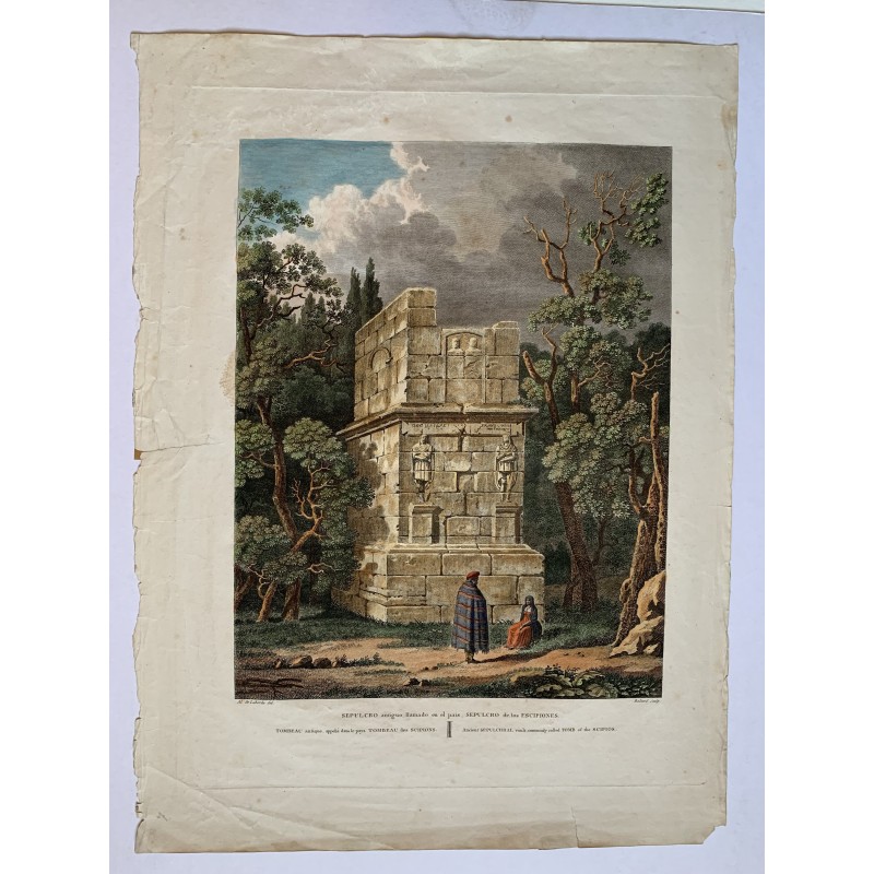 Tombeau des Scipions, Tarragone - Alexandre Laborde - Gravure ancienne 1810.