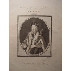Henry VII of England Portrait, 1787. Antique engraving print.