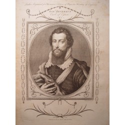 "Robert Devereux, comte d'Essex, 1601". Gravée par Thomas Woodman, d'après l'oeuvre d'Isaac Oliver (Olivier)