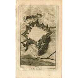 Portugal. Elvas et le Fort de Santa Lucia. Gravure de Pieter Vander Aa, 1707. Alvarez de Colmenar