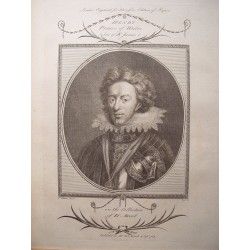 «Henry Prince de Galles, fils de K.James». Gravé par Page d'après l'oeuvre d'Isaac Oliver (Olivier).