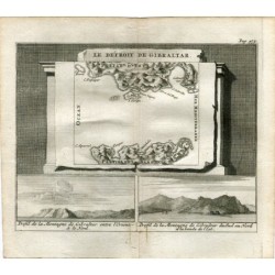 Karte der Straße von Gibraltar – Antiker Stahlstich – Pieter Van der Aa (Alvarez de Comenar). 1707.