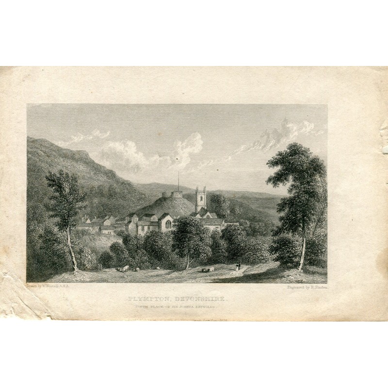 Plymopton Devonshire, gravé en 1829 par E. Finden, dessiné par W. Westall