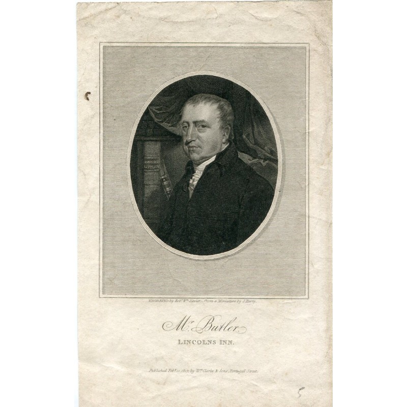 Il signor Butler inciso da Robert William Sievier da una miniatura di J. Barry