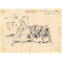 Ange Gonzalez Marcos. Dessin : Aparicio 1er taureau de la Vega Madrid 1952
