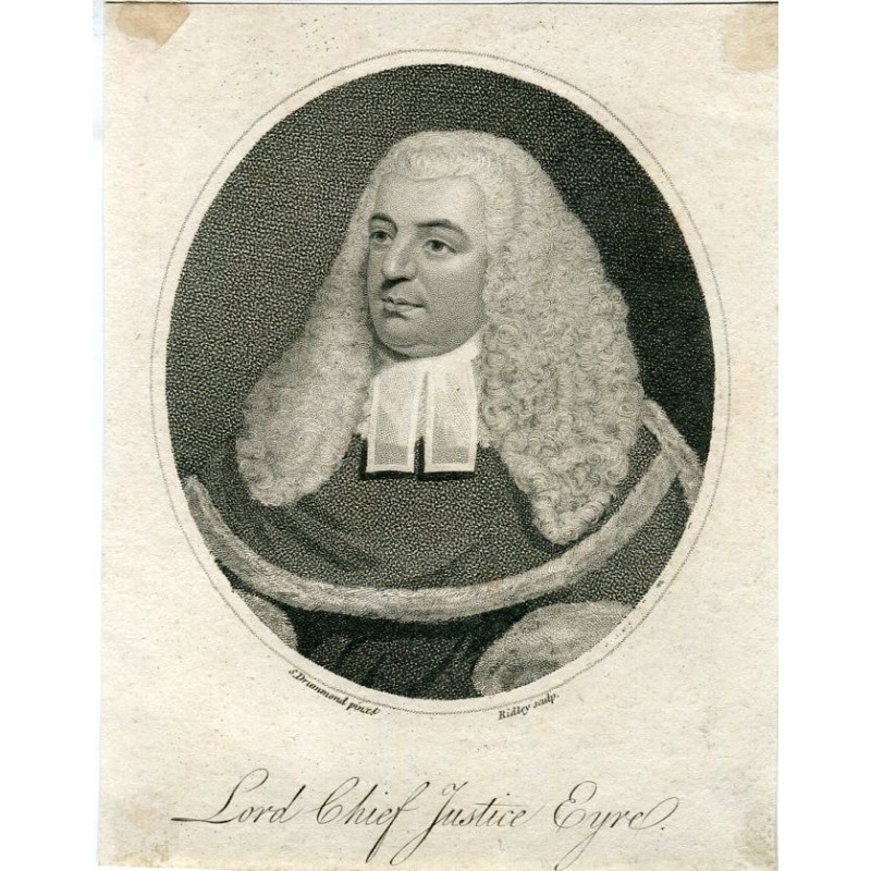 Lord Chief Justice Eyre gravé par Ridley d'après un dessin de S. Drummond