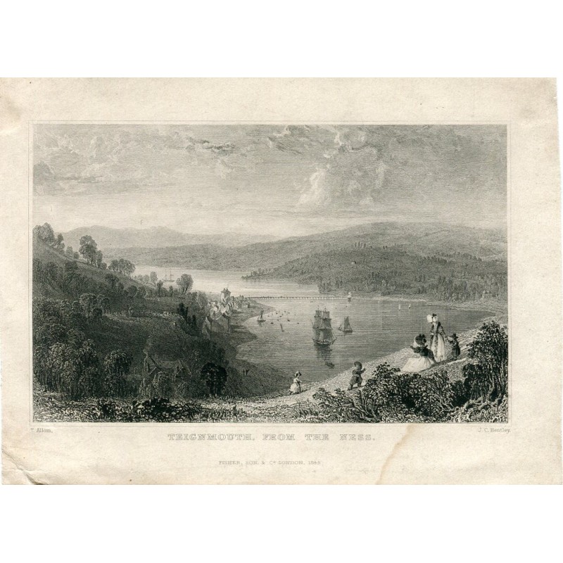 Teignmouth from the Ness engraved by J.C.Bentley, drawn by T. Allom