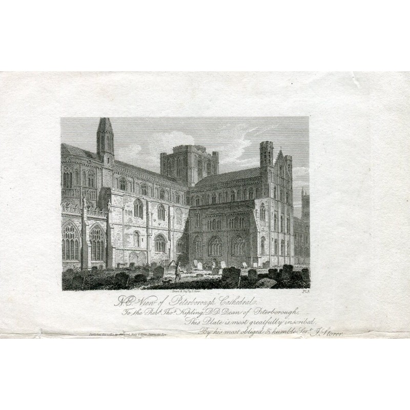 Veduta della Cattedrale di Peterborough, incisione pubblicata nel 1812 da Sherwood