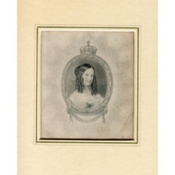 Portrait de Victoria de Saxe-Cobourg et Gotha, d'après William Charles Ross. Gravure de 1843