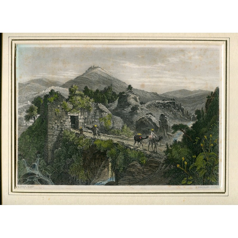 Vista de la ciudad de Cesarea de Filipo grabado por G. Bertrand, dibujo H.Fenn