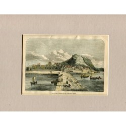 Città e porto di Alicante, Spagna, xilografia colorata a mano, 1860