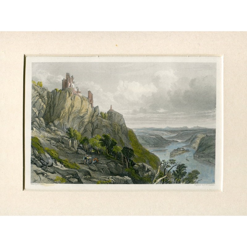 Rovine del castello di Drachenfels e l'isola di Nonnenwerth, Reno