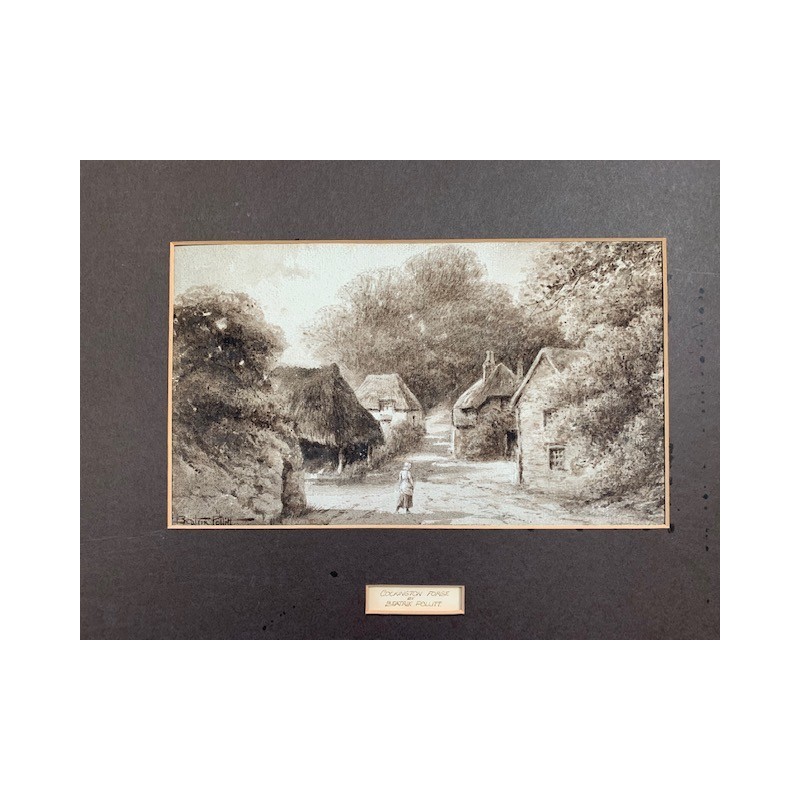 Cockington Forge par Beatix Pollitt (Devon). Gravure ancienne.