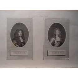 Charles II and James II. Engraving by Pass.
