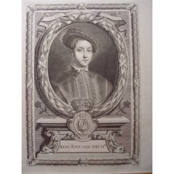 King Edward the VI'. Grabado por P. Vanderbanck, siguiendo obra de Edward Lutterel.