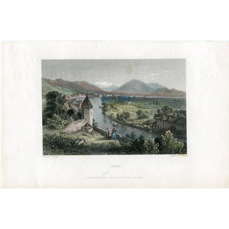 La mer de Galilée depuis les hauteurs de Safed (Israël) - gravure de 1880