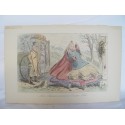 Mlle Shannon' s arrivée à Baldon Hall'.gravure couleur originale par John Leech en 184-1855