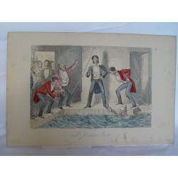 Mr. Jorrocks´s Bath Grabado  coloreado original  de John Leech en 1840-1855