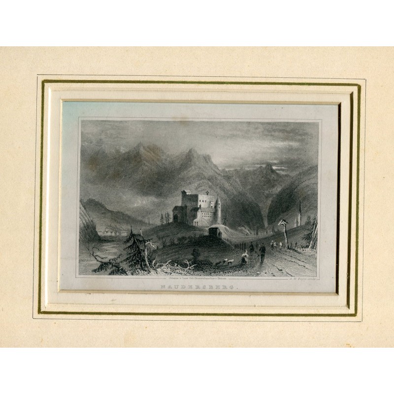 Schloss Naudersberg, Tirol (Österreich). Kupferstich von 1840