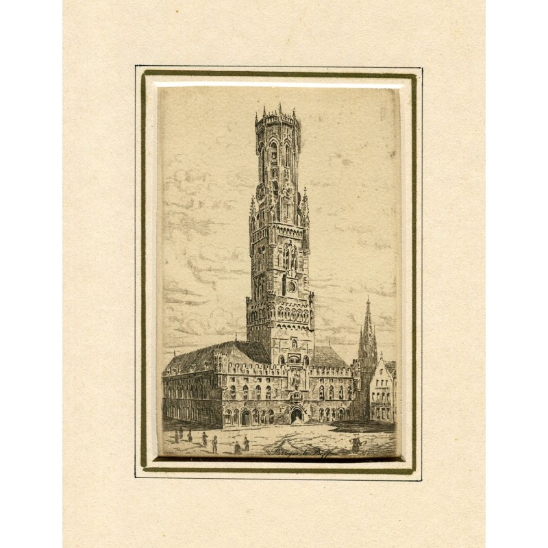 Belfry of Bruges - Original Etching on Paper - 1920s