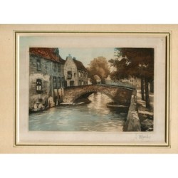 Pont Meestraat, Bruges. Impression ancienne.