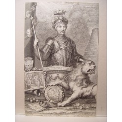Edward Prince of Wales & Aquitaine,  Duke of Cornwall. Dibujó y grabó George Vertue (Londres 1684-1756)