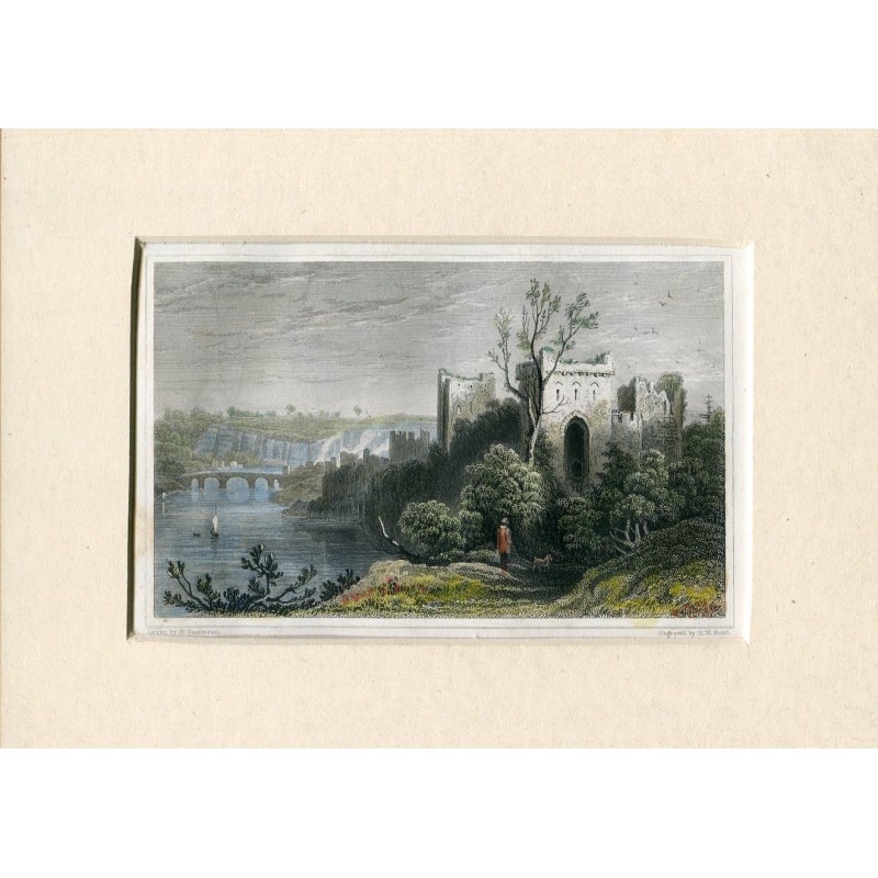 Château de Chepstow, Monmouthshire, Pays de Galles. Gravure de 1830.