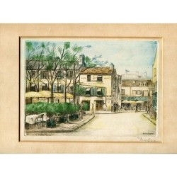 Dufza, Paris, Place du Tertre, 1940, Eau-forte