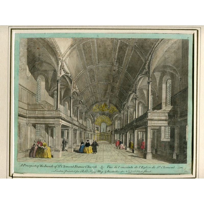 St. Clement Danes Kirche in Westminster, London. Stich aus dem 18. Jahrhundert.