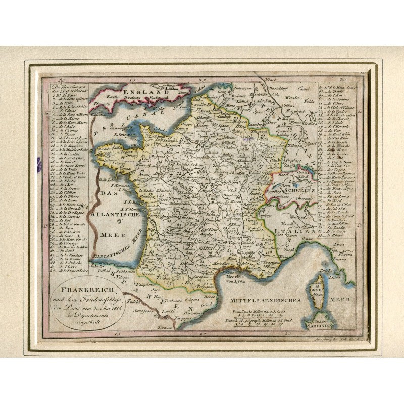 Carte de France - J. Walch - vers 1810