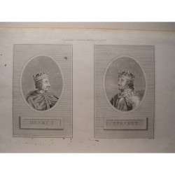 Heinrich I. und Stephan. Aufgenommen von Pass. Kupferstich für Ashburtons „Geschichte Englands“.