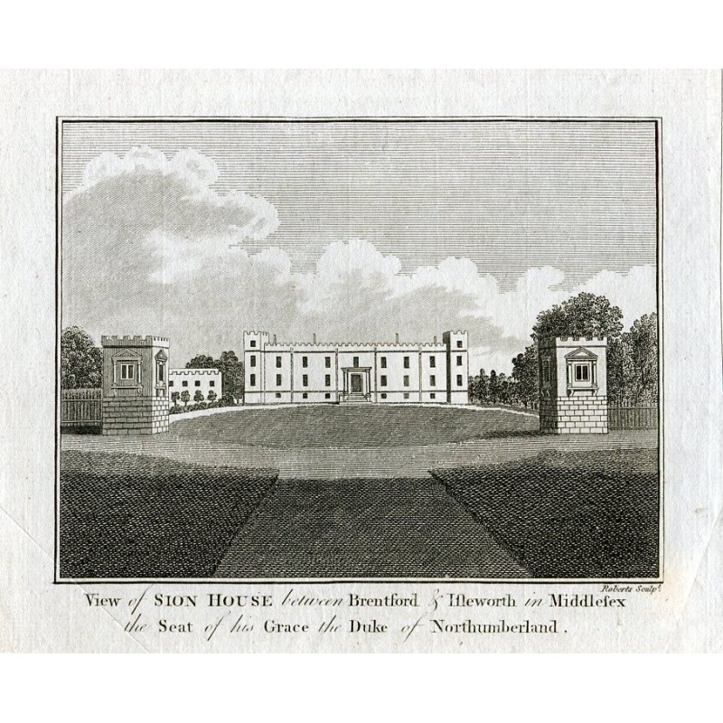 View of Sion House between Brentford& Heworth grabado por Roberts.