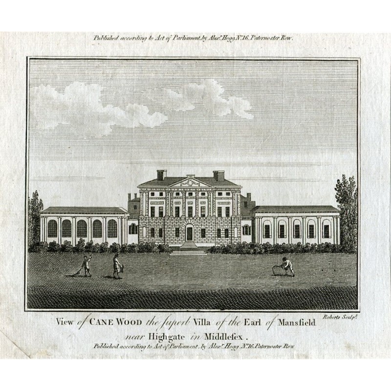Veduta di Cane Wood, la superba villa del conte di Mansfield, incisa da Roberts nel 1784