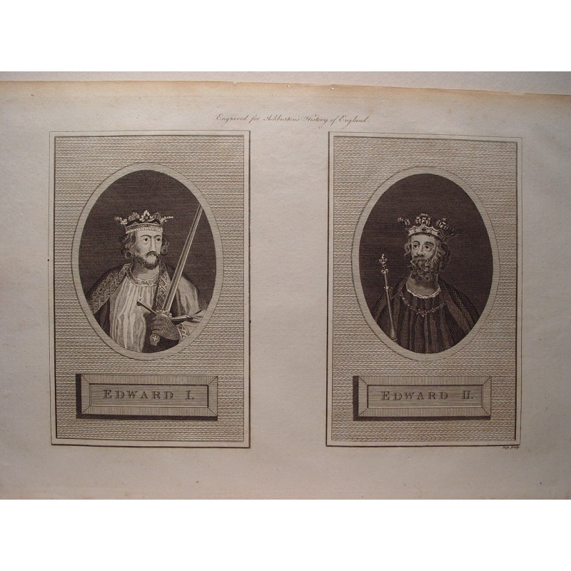 Édouard Ier et Édouard II. Enregistré par laissez-passer. Gravure pour l'Histoire d'Angleterre d'Ashburton.