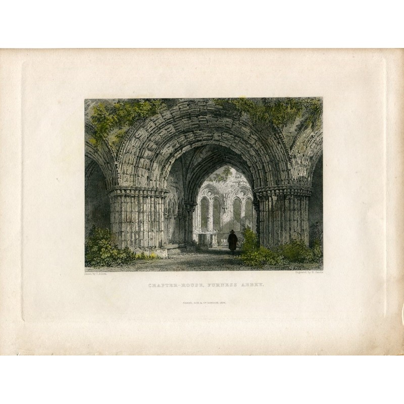 Chapter House Furness Abbey, incisa da R. Sands, disegnata da T. Allom.
