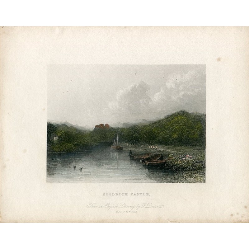 Goodrich Castle engraving from an original drawing by P. Dewint