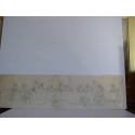 Old sketch of the Last Supper pencil sketch. Anonymous painter possibly Valencian
