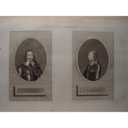 Karl I. und Cronwell. Kupferstich für Ashburtons History of England.
